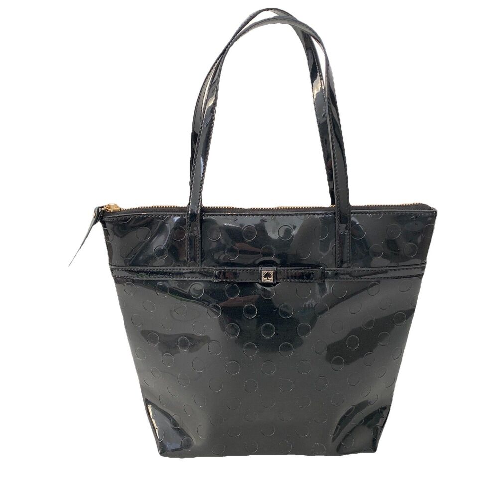 Kate Spade Jeralyn Camellia Tote Bag Purse Handbag Black Embossed Rubber Like